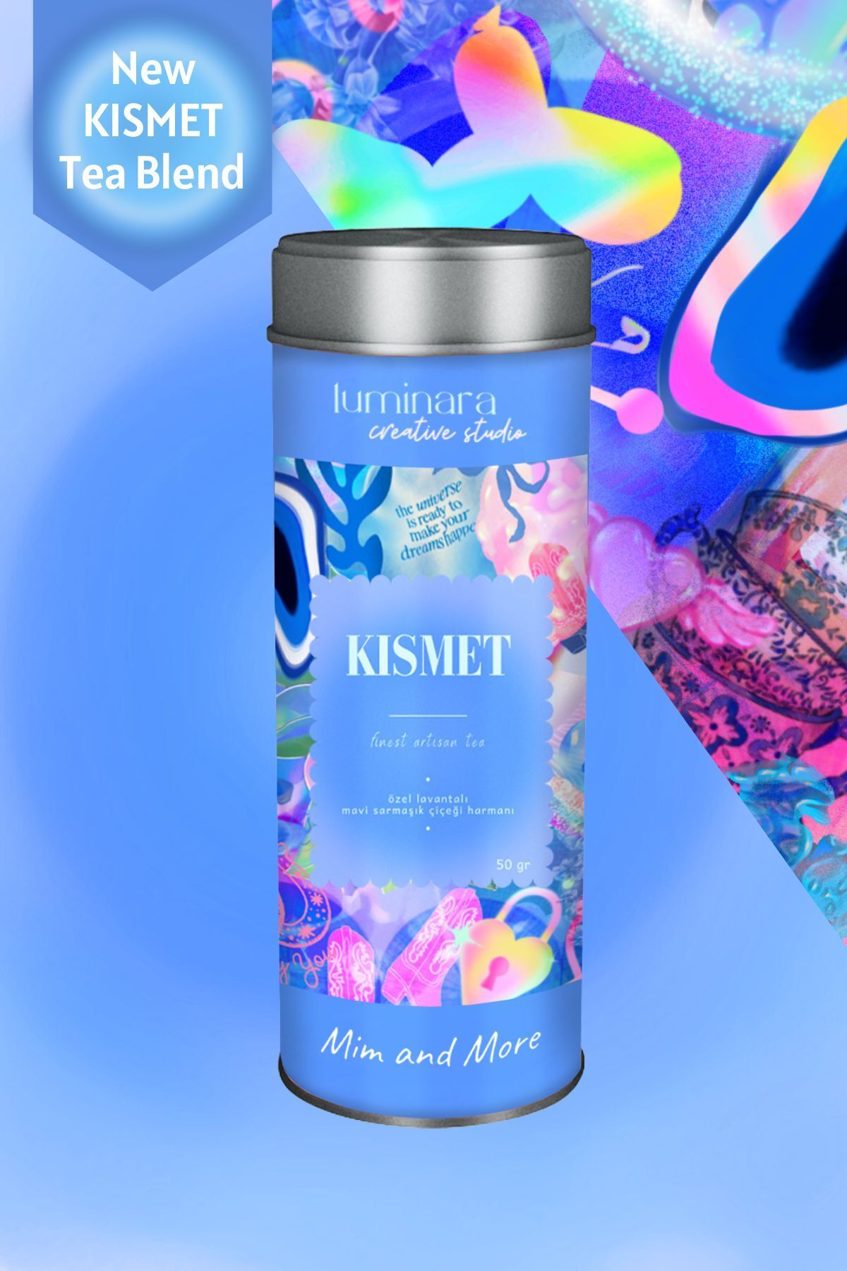 Mim and More Luminara Studio x Kısmet Tea - Lavantalı Mavi Sarmaşık Çiçeği Harmanı, 50 Gr