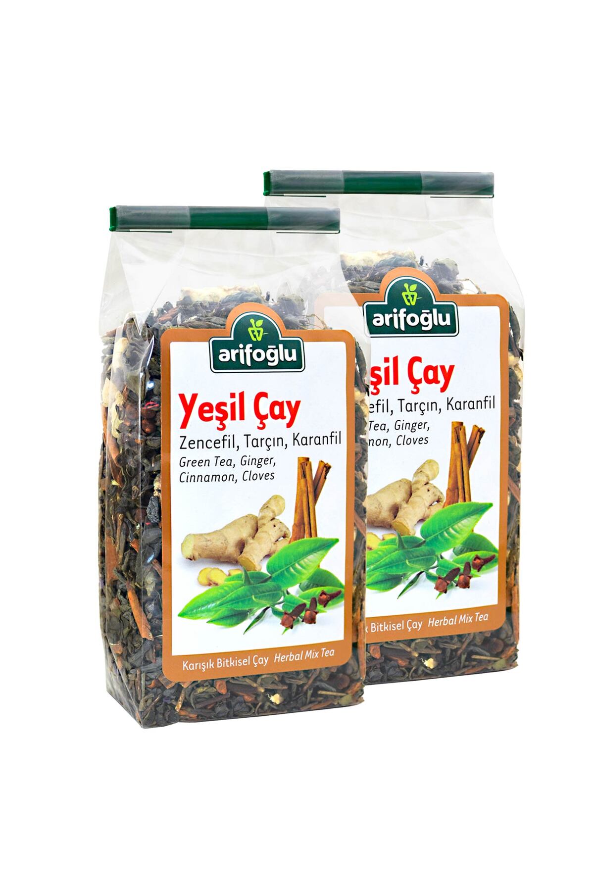 Arifoğlu Yeşil Çay, Zencefil, Seylon Tarçın, Karanfil Karışımı Detoks Bitki Çayı 165 gr. 2'li Paket