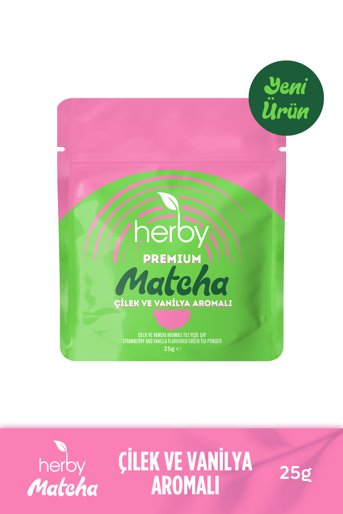 Herby Premium Matcha Çilek ve Vanilya Aromalı