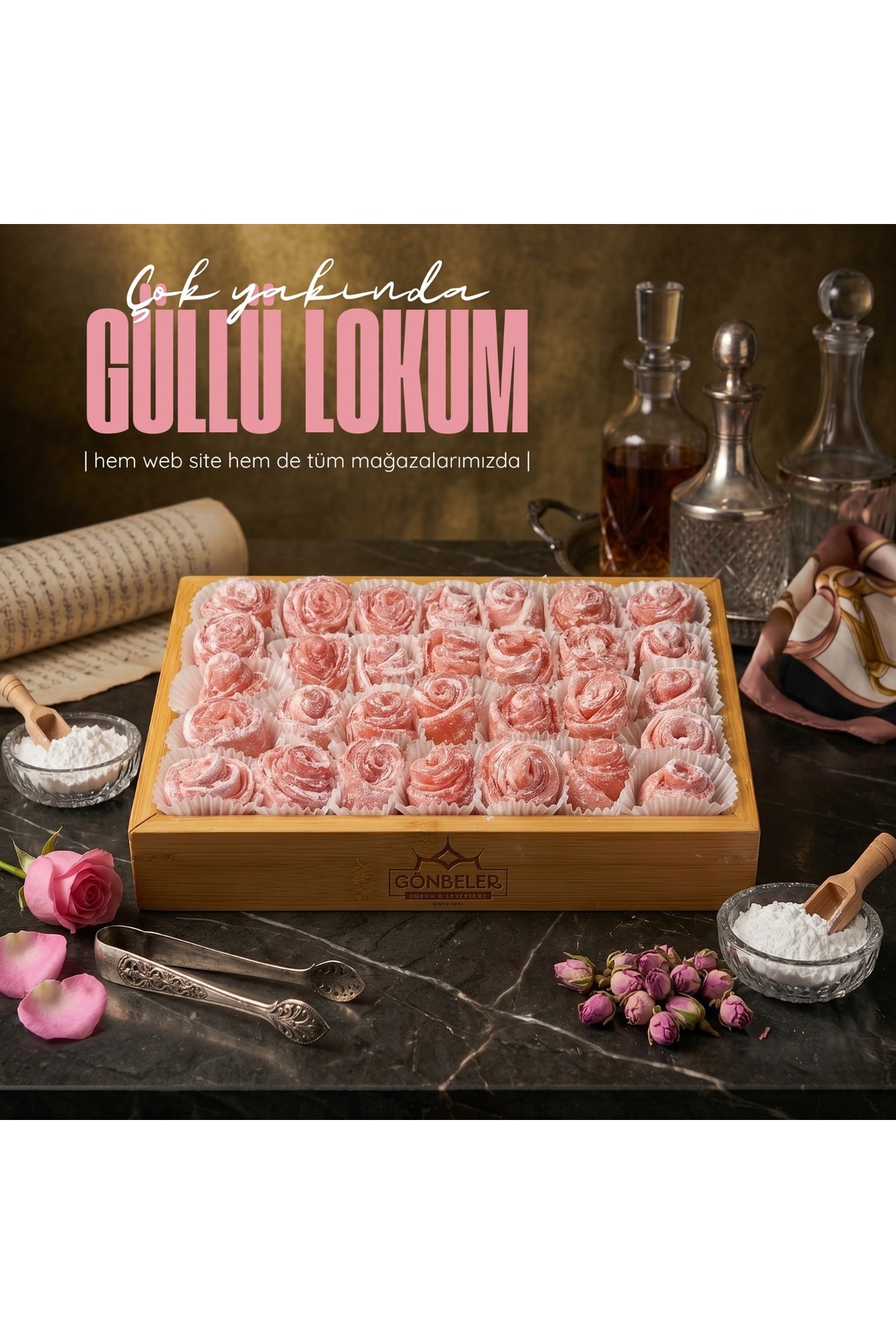 Gönbeler Gül şeklinde Güllü lokum 1000 gr