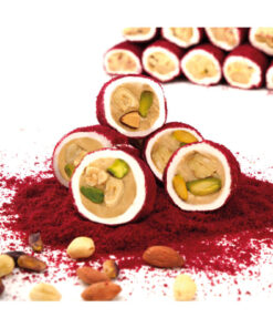 Lokum Atölyesi Hürrem Sultan Kadife Kırmızı, Antep Fıstıklı, Fındıklı, Bademli Dolma Lokum 600g
