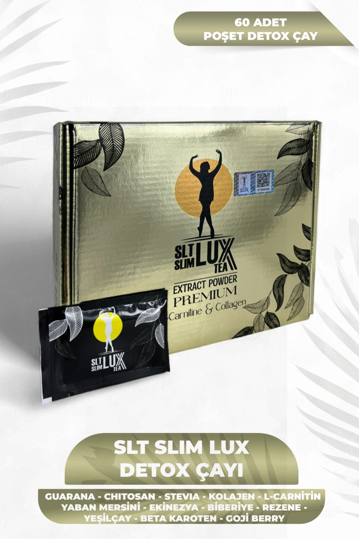 SLT SLIM LUX Detoks Çayı – Kolajen ve Limon Aromalı Bitkisel Çay – 60 Süzen Poşet