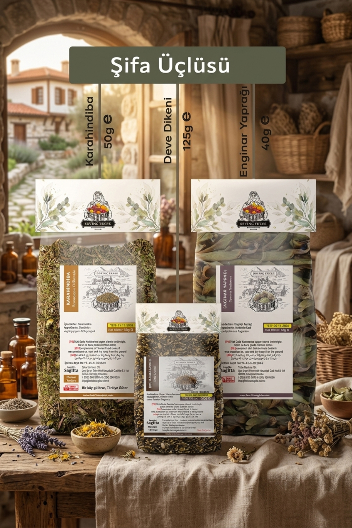Sevinç Teyze Şifa Üçlüsü-Karahindiba(Dandelion),Enginar Yaprağı(Artichoke Leaf),Deve Dikeni Tohumu(Thistle Seed)