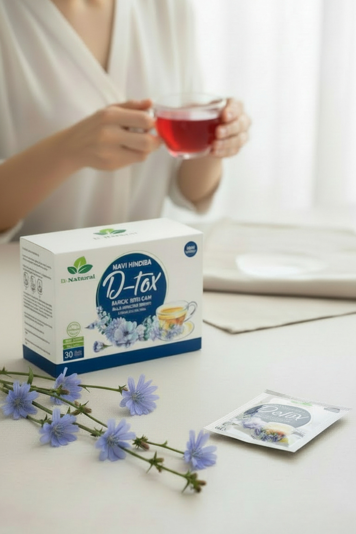 DRNATURAL Mavi Hindiba Detox Karışık Bitki Çayı 30 Şase Mavihindiba Detoks Tozu - Görsel 3