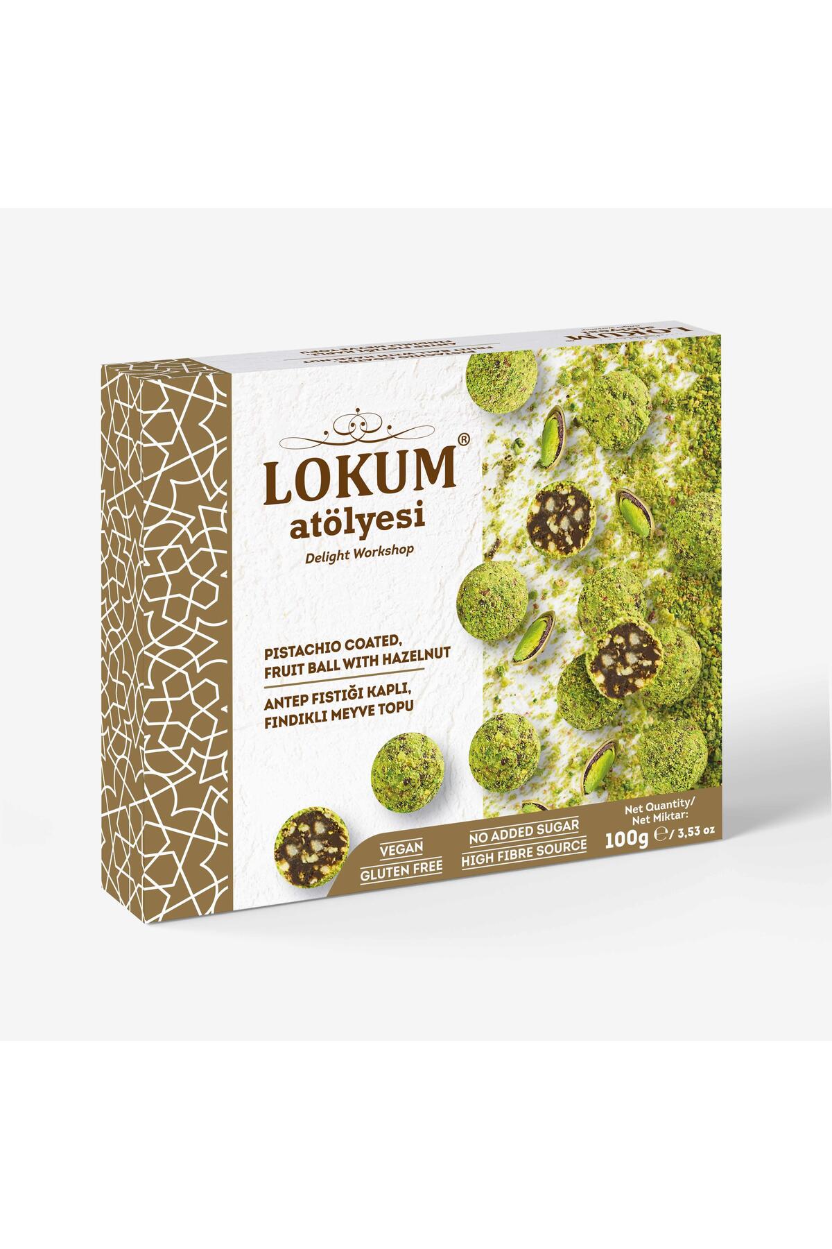 Lokum Atölyesi Antep Fıstığı Kaplı, Fındıklı Meyve Topu 100g