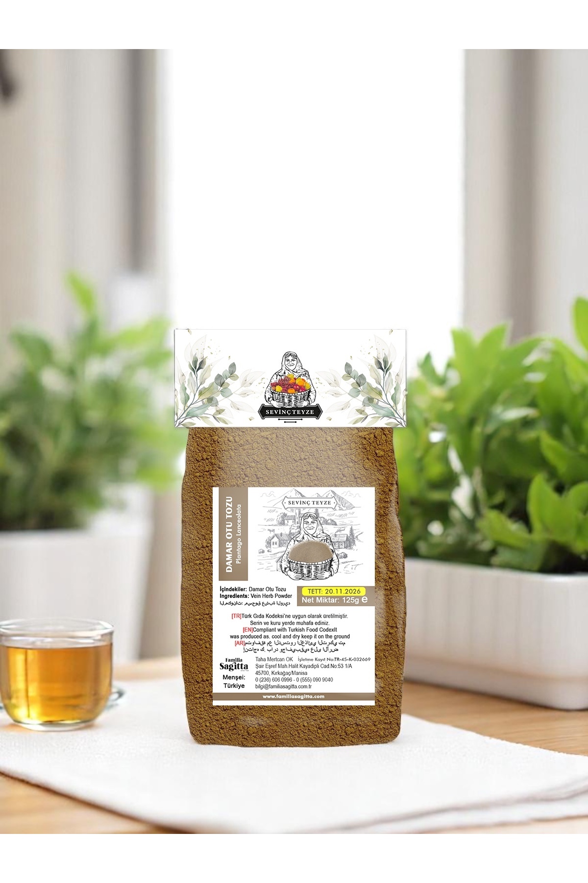 Organik Teyze Sevinç Teyze Damar Otu Tozu, Plantago Majör 125g.