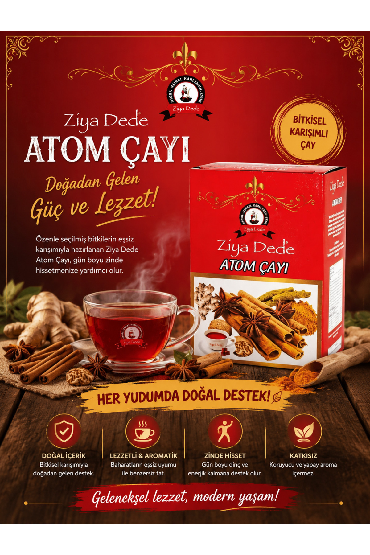 Genel Markalar Ziya Dede Atom Çayı 150 Gr (1 Kutu)