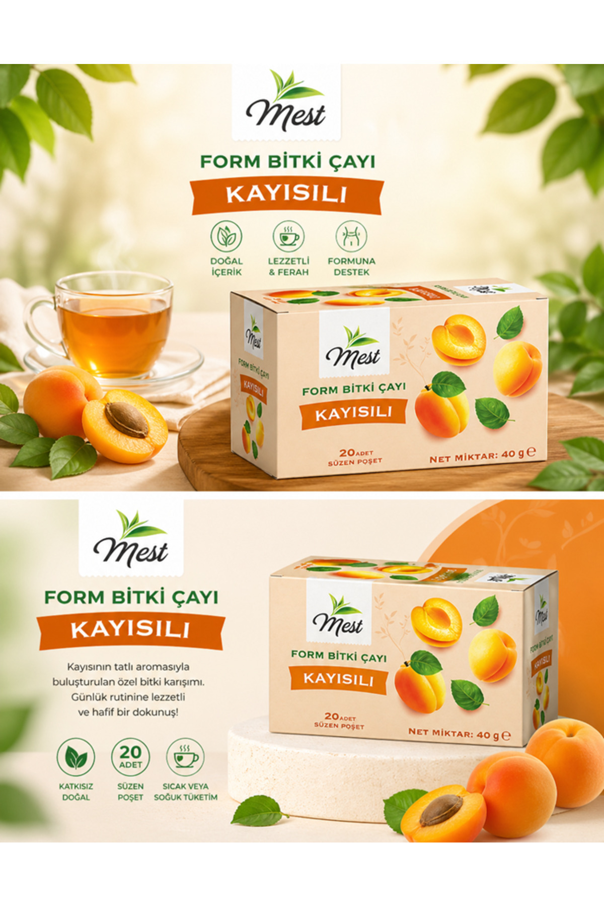MEST Kayısılı Form Bitki Çayı 20’li – Şişkinlik Karşıtı, Doğal & Lezzetli