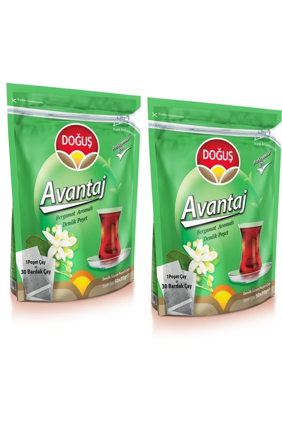 Doğuş Çay Doğuş Demlik Poşet Çay Bergamot Aromalı Çay Avantaj 25x40 gr 2 Paket