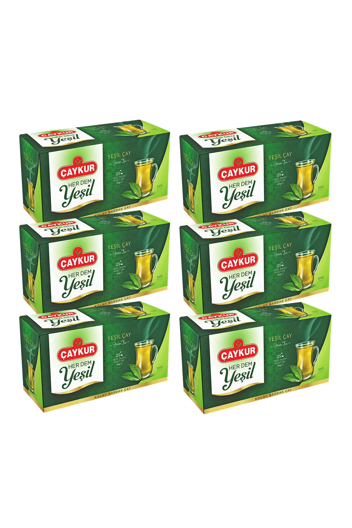 Çaykur 6'lı Yeşil Çay Sade Bardak Poşet 25'li