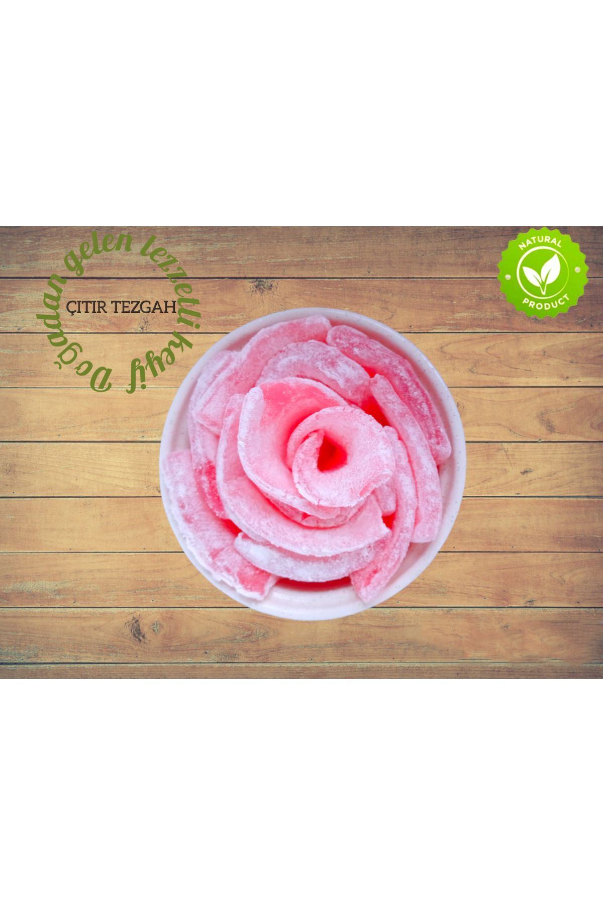 ÇITIR TEZGAH Taze Yaprak Yumuşak Güllü Lokum Gül Aromalı Bisküvi arası kıstırmalık lokum 1000 gr