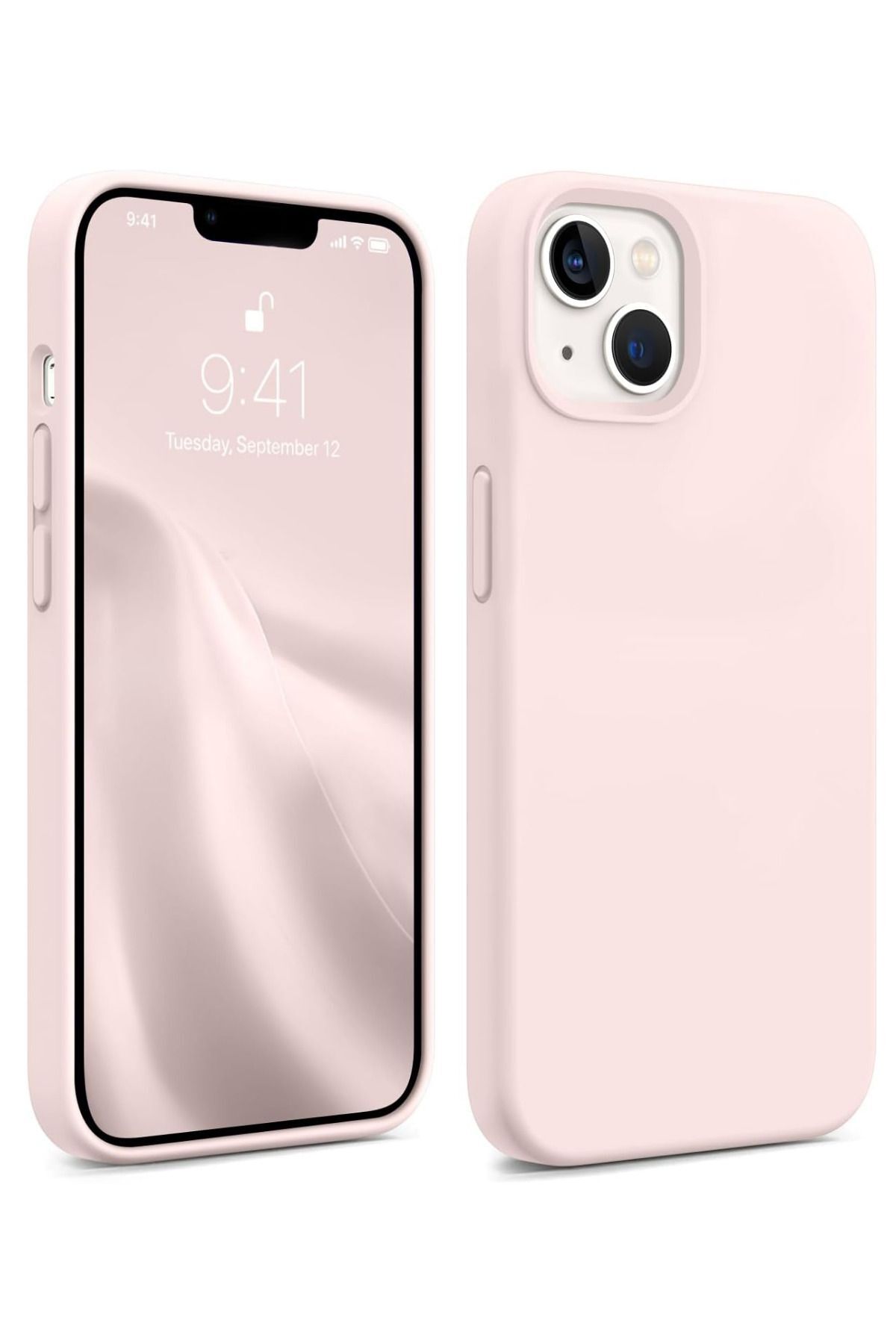 KVK PRİVACY Iphone 13-14-15 Uyumlu Içi Kadife Lansman Silikon Kılıf Kapak Kum Pembe