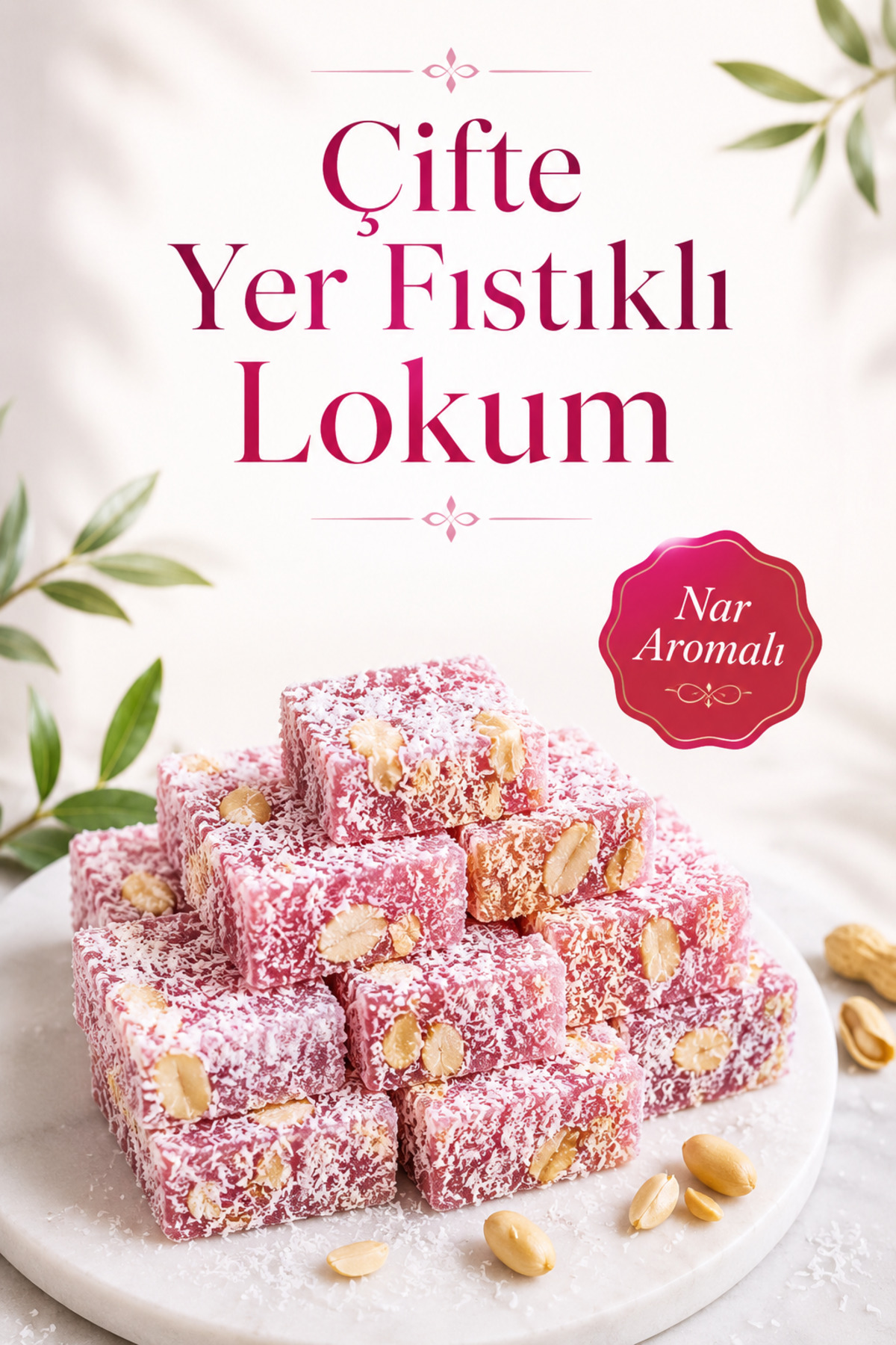 Şener Glikozsuz Lokum 350 Gr Yer Fıstıklı Nar Aromalı Lokum Pvc