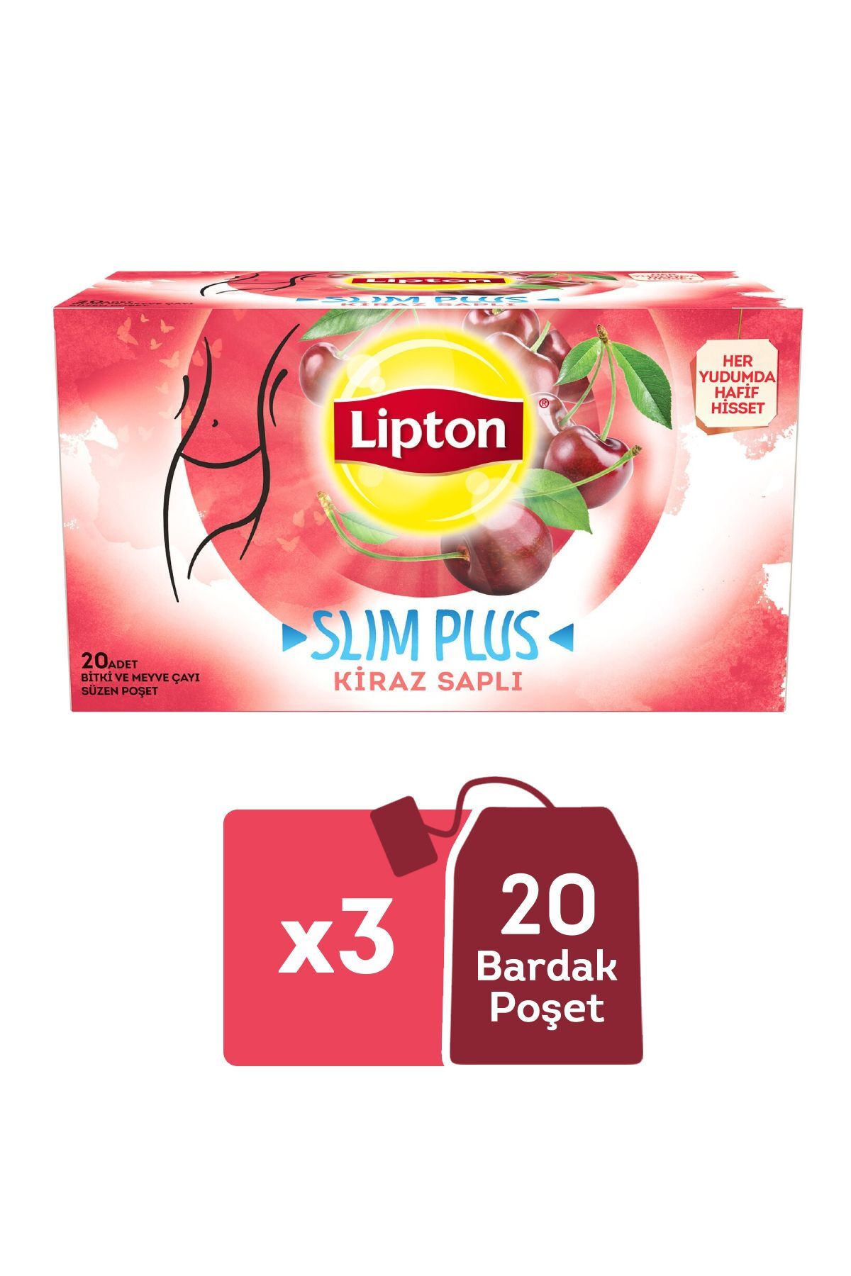 Lipton Slim Plus Kiraz Saplı 20'li X3 Adet