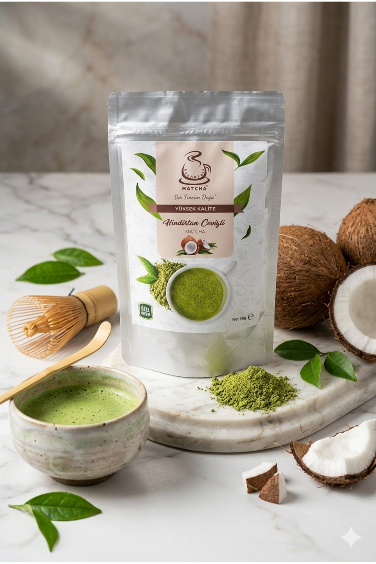 Karadeniz Matcha Hindistan Cevizi Aromalı Matcha 50 Gr. Coconut Matcha