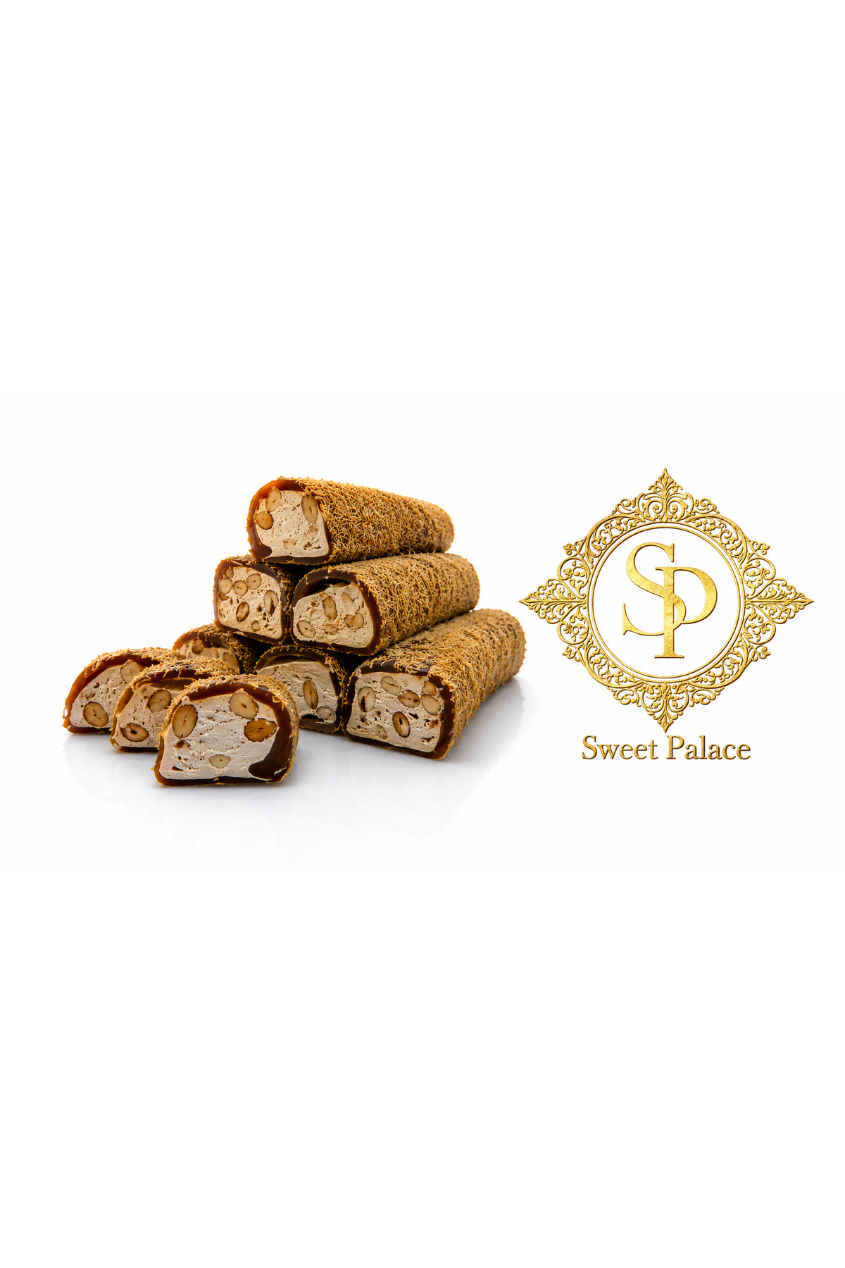 Sweet Palace Mega Kadayıf Tofy Karamel Bademli Sarma Türk Lokumu 500 Gram