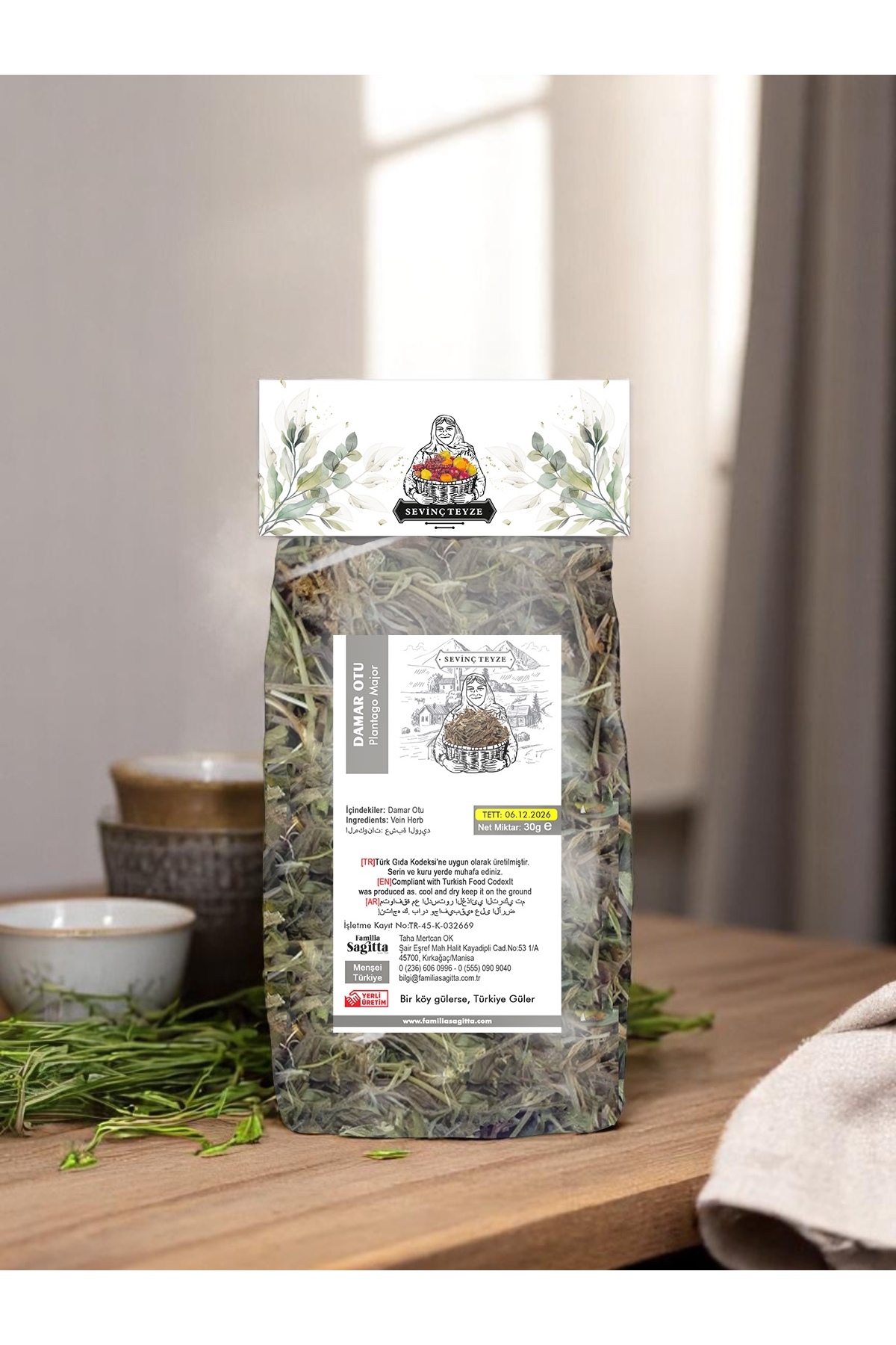 Organik Teyze Sevinç Teyze Damar Otu, Sinir Otu, Damarlı Ot, Yara Otu, Plantago Majör, Breitwegerichkraut 30g