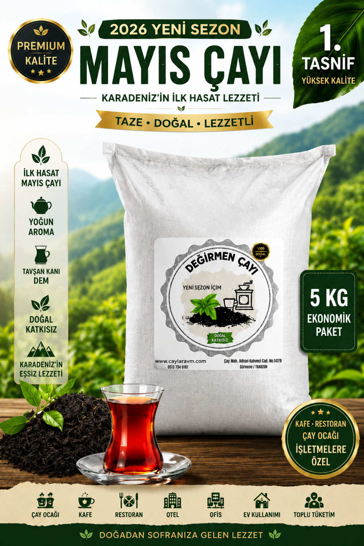 ÇAYLAR AVM Mayıs Çayı 2026 Üretimi 5 Kg Dökme Siyah Çay | Taze Karadeniz Çayı Çuval Çay İşletmelere Özel
