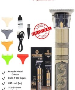 Powertec TR-1010 Profesyonel Usb Şarjlı Lazer Öncesi Tüm Vücut Sakal Ense Tıraş ve Çizim Makinesi