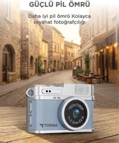 Torima Mini Dijital Kamera Selfie Video Vlog Kamerası Mini Anahtarlık 1080P CMR35 Mavi - Görsel 3