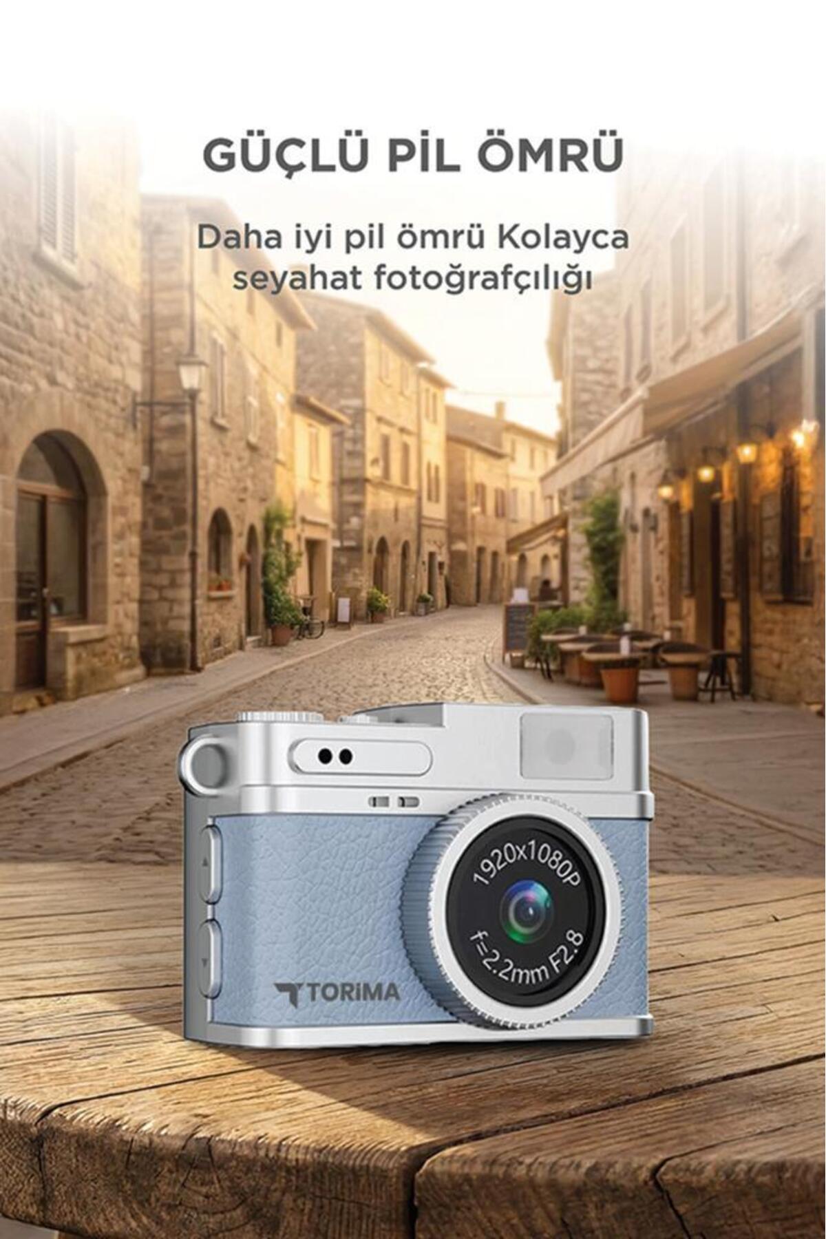 Torima Mini Dijital Kamera Selfie Video Vlog Kamerası Mini Anahtarlık 1080P CMR35 Mavi - Görsel 3