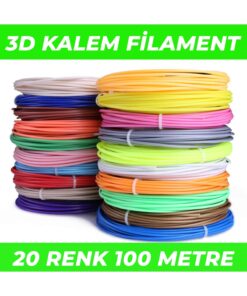 JUNGLEE (SADECE FİLAMENT) 3d Pen Filament Pla 1.75mm Pla 20 Renk X 5 Metre 3 Boyutlu Kalem Plastiği Flamenti