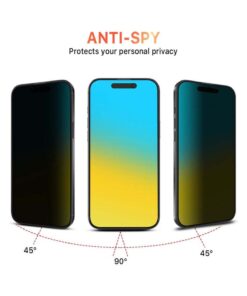 Fibaks iPhone 16/15/14 Pro Gizlilik Hayalet Privacy Ahize Toz Koruma Temperli Kırılmaz Cam Ekran Koruyucu - Görsel 3