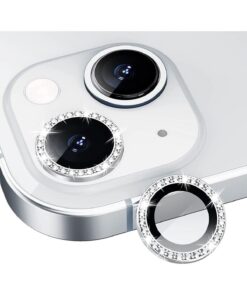 KVK PRİVACY Iphone 13 / 13 Mini Uyumlu Gümüş Taşlı Kamera Lensi Koruyucu