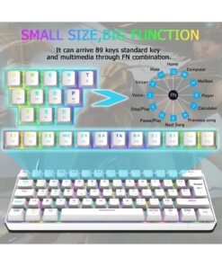 VOOKA Trol Red Switch Mini Rgb Oyun Klavyesi Gaming Mekanik 62 Tuşlu 18 Led Usb Type-c Kablosu Beyaz LCD - Görsel 3