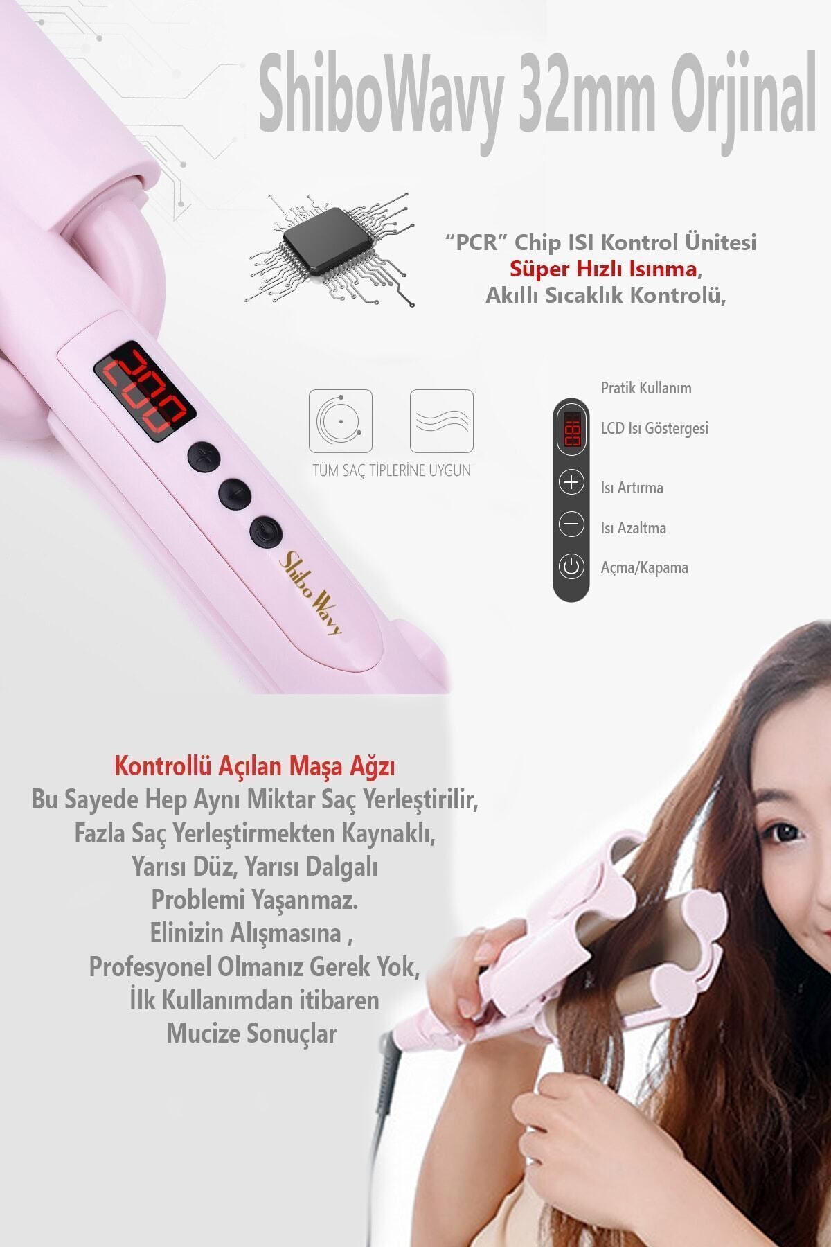 Shibowavy Jolvena Derin Wag Tipi Su Dalgası Saç Maşası 32 Mm (ORJİNAL ÜRÜN) - Görsel 3