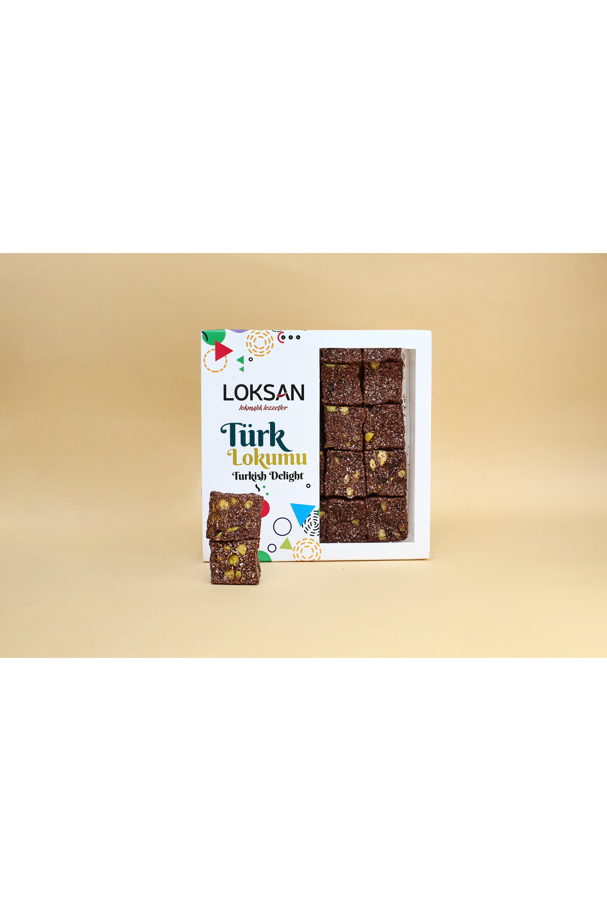 LoKSaN Kakaolu Hindistan Ceviz Kaplamalı Antep Fıstıklı Kesme Lokum 300gr (FISTIK RÜYASI)