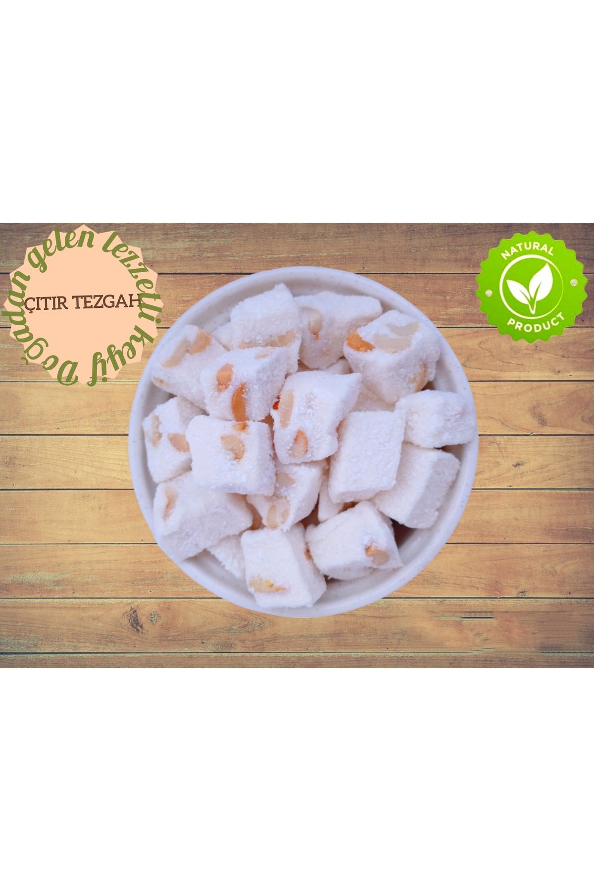 ÇITIR TEZGAH Taze Üretim Fıstıklı Sade Mini Kaymaklı Lokum 500 Gr Hindistan cevizi kaplı
