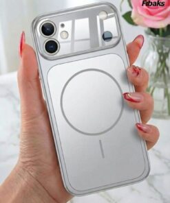 Fibaks iPhone 11 Kılıf 17 Pro Max Çevirici MagSafe Kamera Lens Korumalı Camlı Dönüştürücü Gümüş