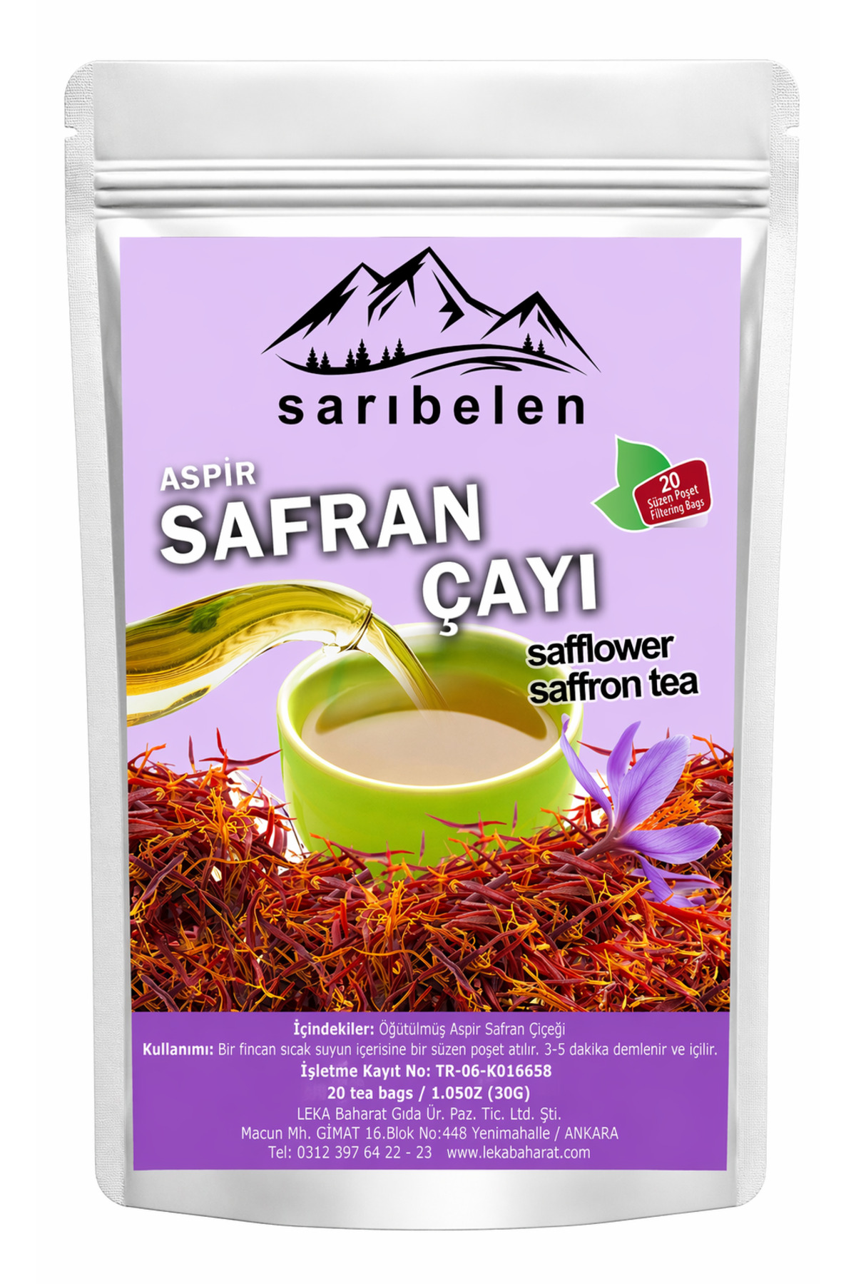 sarıbelen Safran Aspir Çayı 20 Süzen Poşet