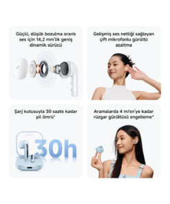 Xiaomi Redmi Buds 6 Active Siyah Kulakiçi Kulaklık- ANC Gürültü Engelleme BT 5.4 TWS (Xiaomi TR Garantili) - Görsel 3