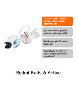Xiaomi Redmi Buds 6 Active Siyah Kulakiçi Kulaklık- ANC Gürültü Engelleme BT 5.4 TWS (Xiaomi TR Garantili) - Görsel 2
