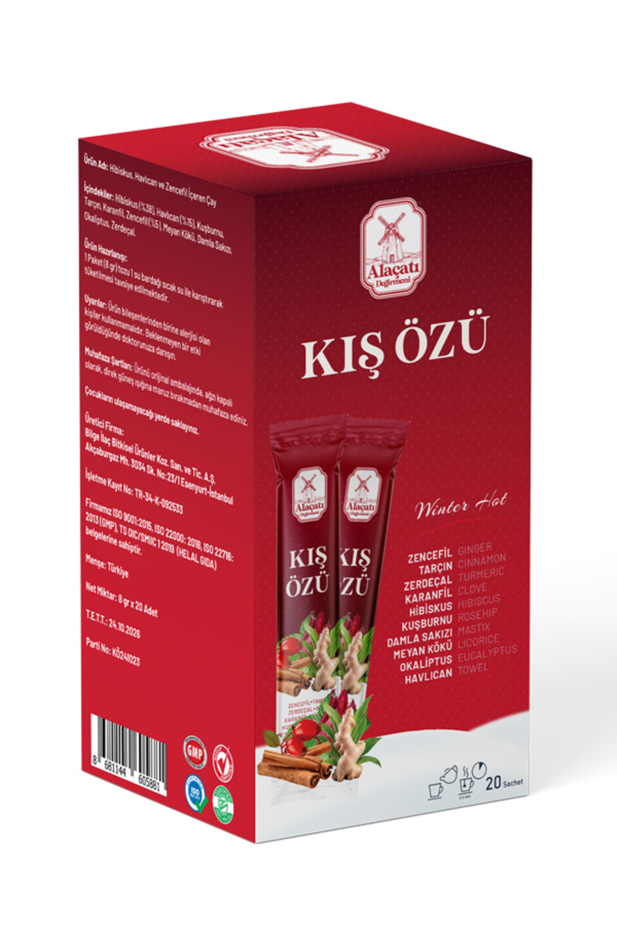 Alaçatı Değirmeni Winter Hot Kış Özü 20 Şase Hibiskus, Havlıcan, Tarçın, Damla Sakızı Ve Zencefil Içeren Çay