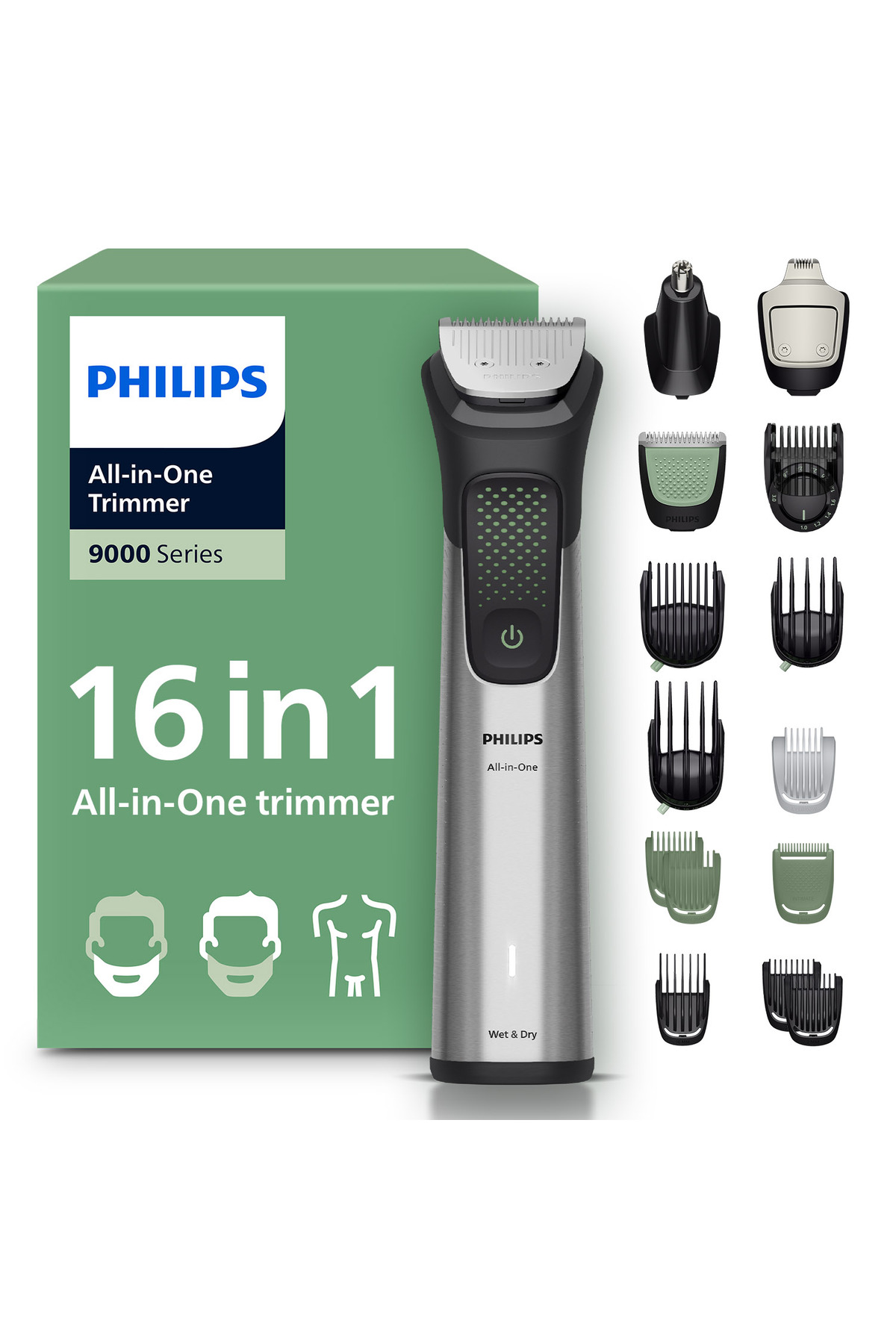 Philips 9000 Serisi 15in1, Erkek Bakım Seti, Yüz/Saç/Vücut Tıraş Makinesi, Islak /Kuru Kullanım, MG9532/15