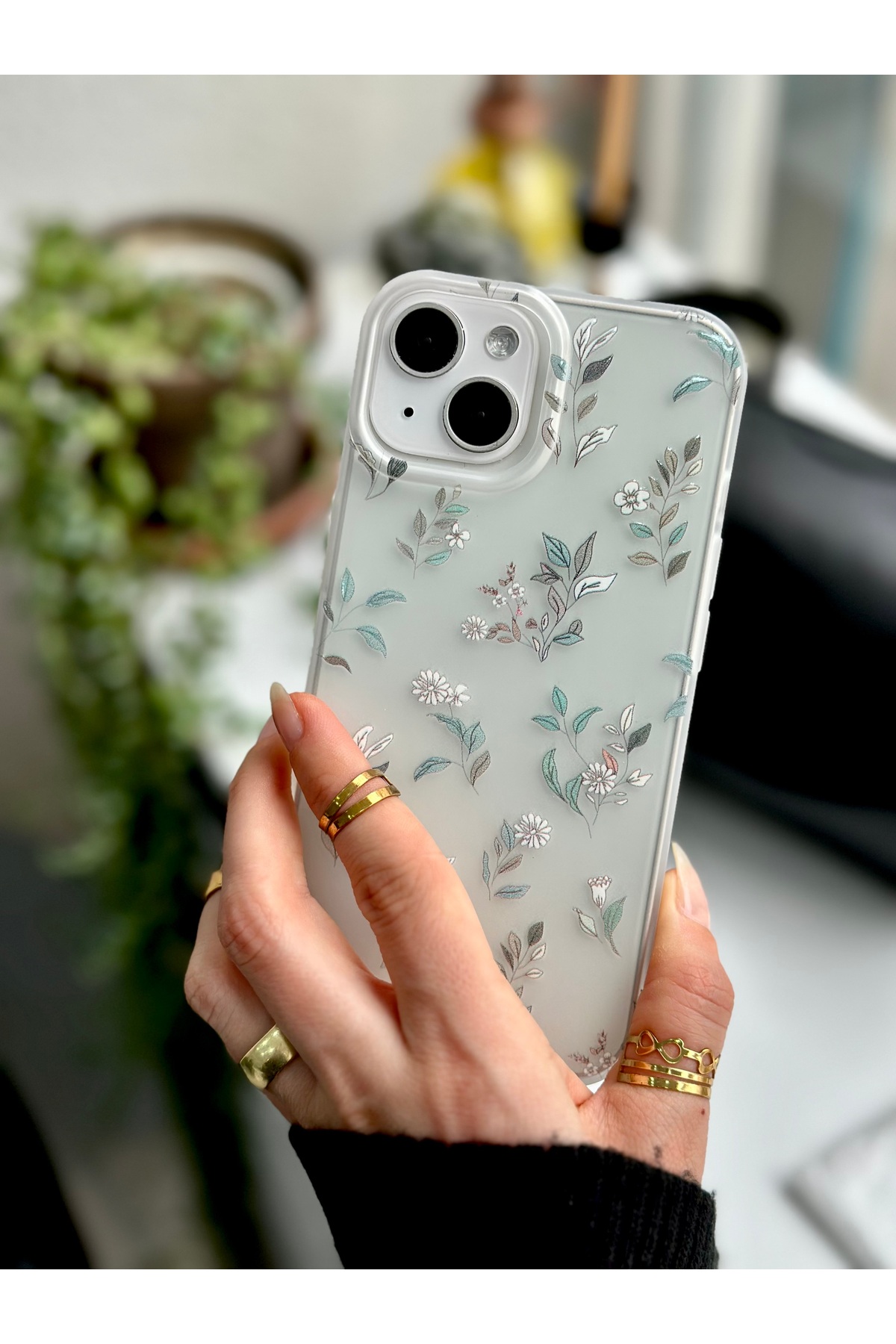 Go Aksesuar Iphone 13 - 14 ve 15 Uyumlu Darbe Önleyici Mat Şeffaf Baskılı Silikon Kılıf