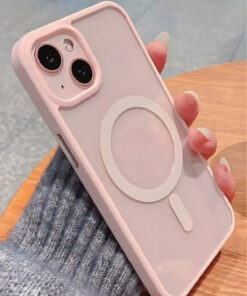 Fibaks iPhone 13/14/15 Kılıf Magsafe Wireless Şarj Özellikli Tam Koruma Renkli Sert Silikon Rose - Görsel 3