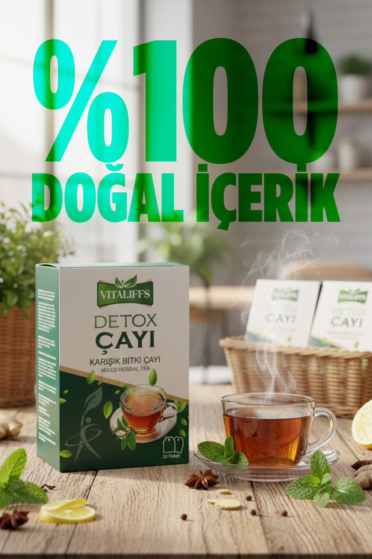 Vitaliffs Zayıflamak kilo vermeye yardımcı Kinoa Bitkisel Form Detox Çayı 2li Set - Görsel 3