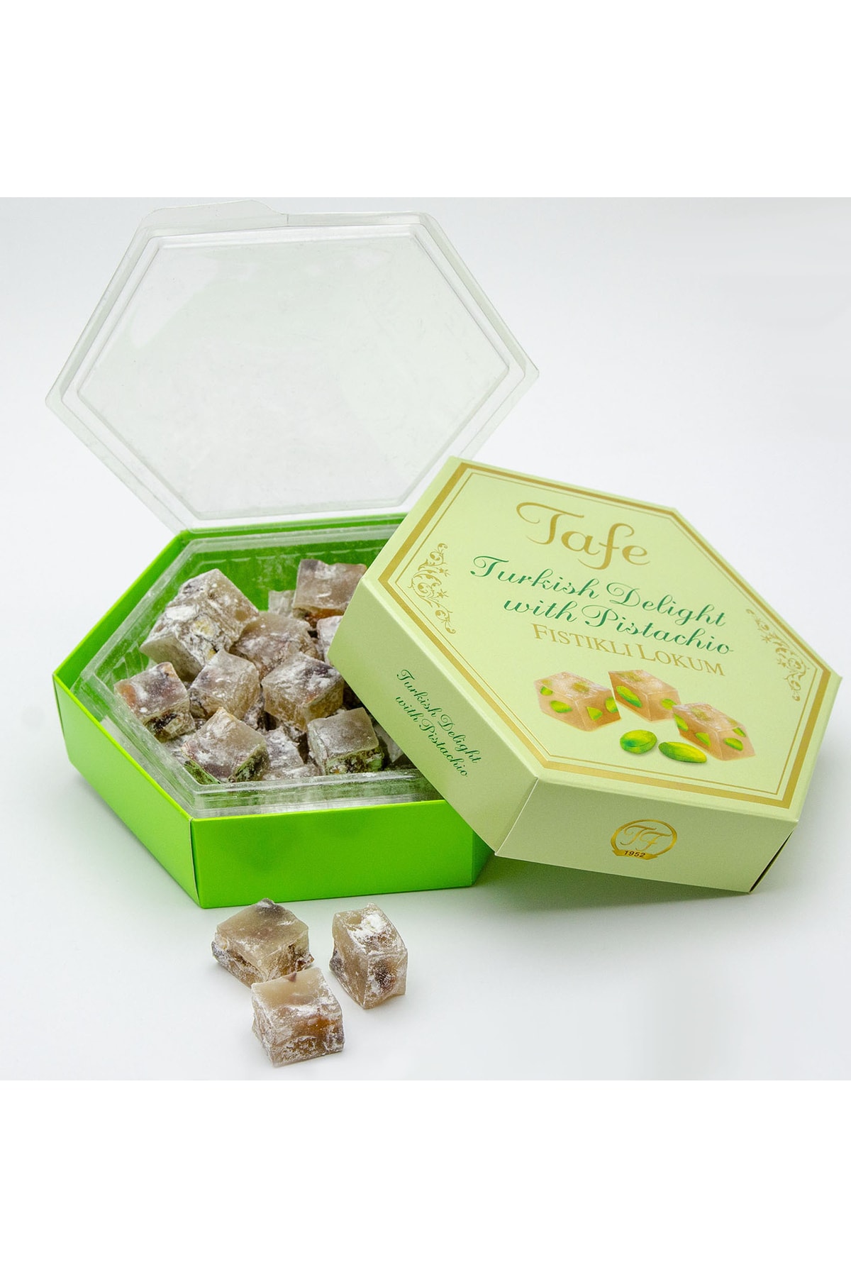 TAFE Lokum 3'lü Paket Fıstıklı , Fındıklı Ve Karışık Meyve Aromalı Altıgen Kutu - Görsel 3