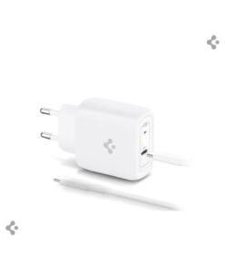 Spigen 45W GaN USB-C Adaptör + USB-C Örgü Şarj Kablo - Super Hızlı Şarj Type-C PE2015 White - ACH02589