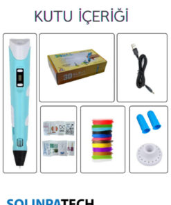 Alternative view of SolinpaTech Mavi̇ 3d Kalem 3d Pen Yazıcı Kalem | Çok Renkli (toplam 59 Metre) Filament Usb Kablo