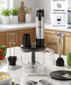 Sinbo SHB-3186 Multi Blender Seti | Doğrayıcı Hazneli, Çırpıcı ve Rende Aparatlı El Blender Seti