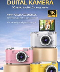 Alternative view of ACSTECH 4K Dijital Fotoğraf Makinesi 48MP Flip Ekran 18X Zoom Flaşlı 64GB Hediyeli Türkçe Menü