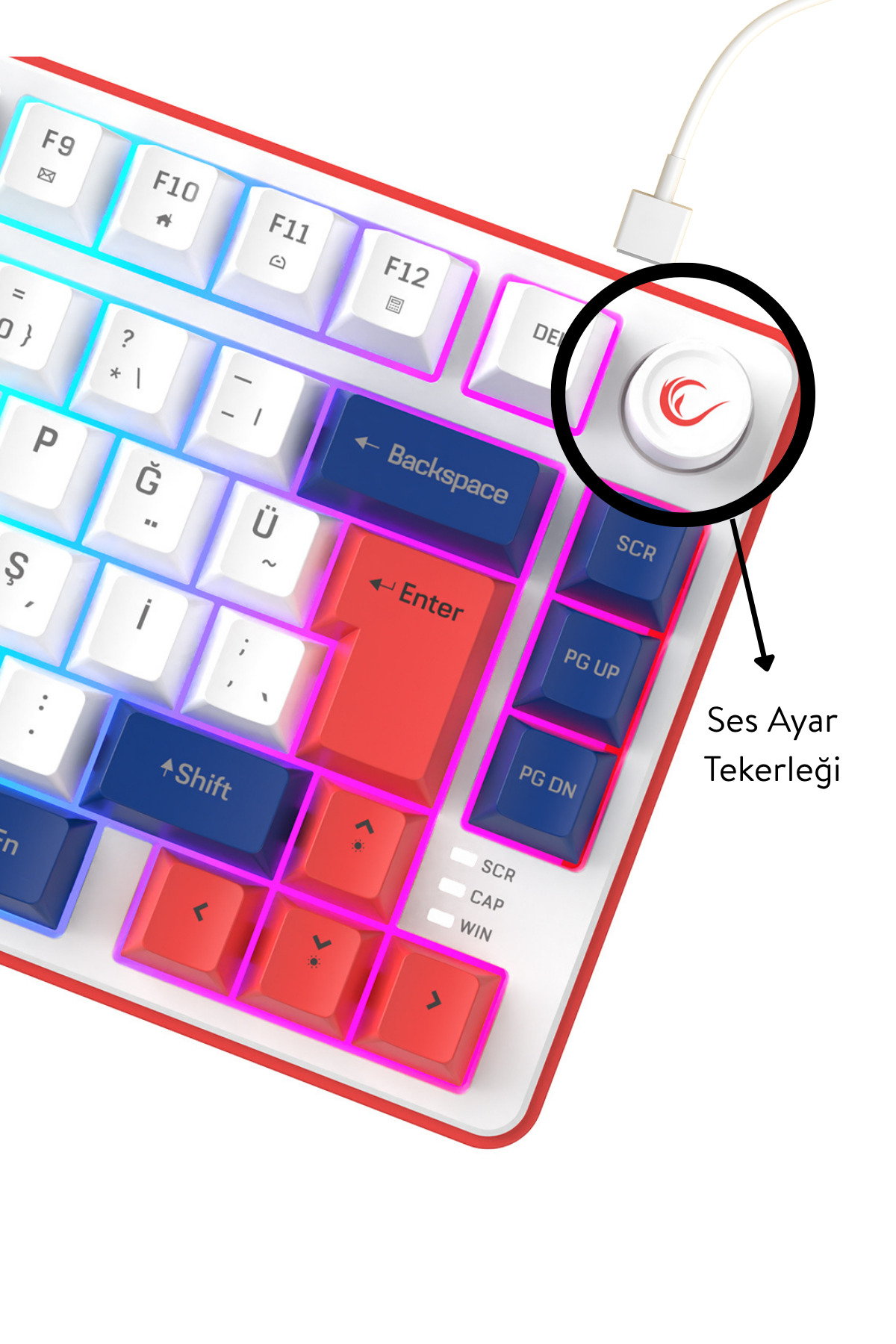 Rampage Clicky 75 Üç Renkli Mekanik Hisli RGB Türkçe Q Membrane Oyuncu Klavyesi - Görsel 3