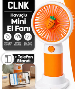 CLNK Havuç Tasarım 3 Kademeli Sessiz Mini El Masa Fan Vantilatör Turbo Üfleme Kademe Taşınabilir Fan