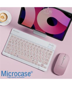 Microcase Tablet Ve Telefonlar Için Bluetooth Klavye Ve Mouse Set - Al3476 Pembe - Görsel 3