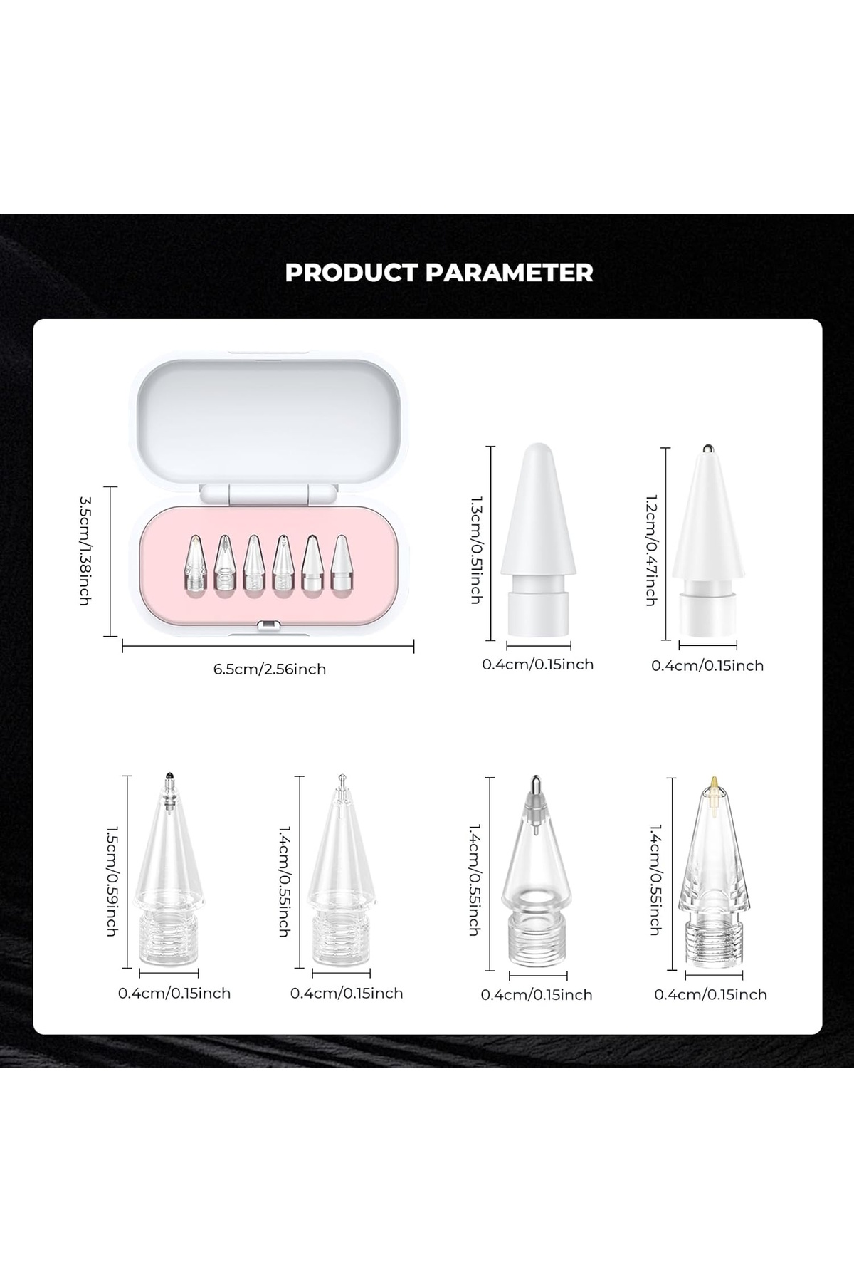 m.tk moveteck Apple Pencil 2./1. Nesil Pencil Pro/USB-C için iPad Pro/Mini/Air Dayanıklı 6 Yedek Uçları Ve Çantası - Görsel 3